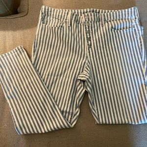 Blue and white striped jeans. Never worn before.